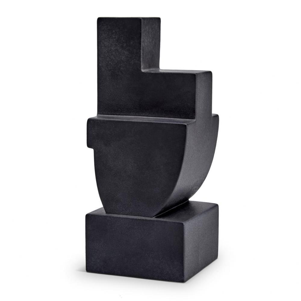 L'Objet Cubisme Industrial Loft Black Earthenware Textured Bookend Two|
