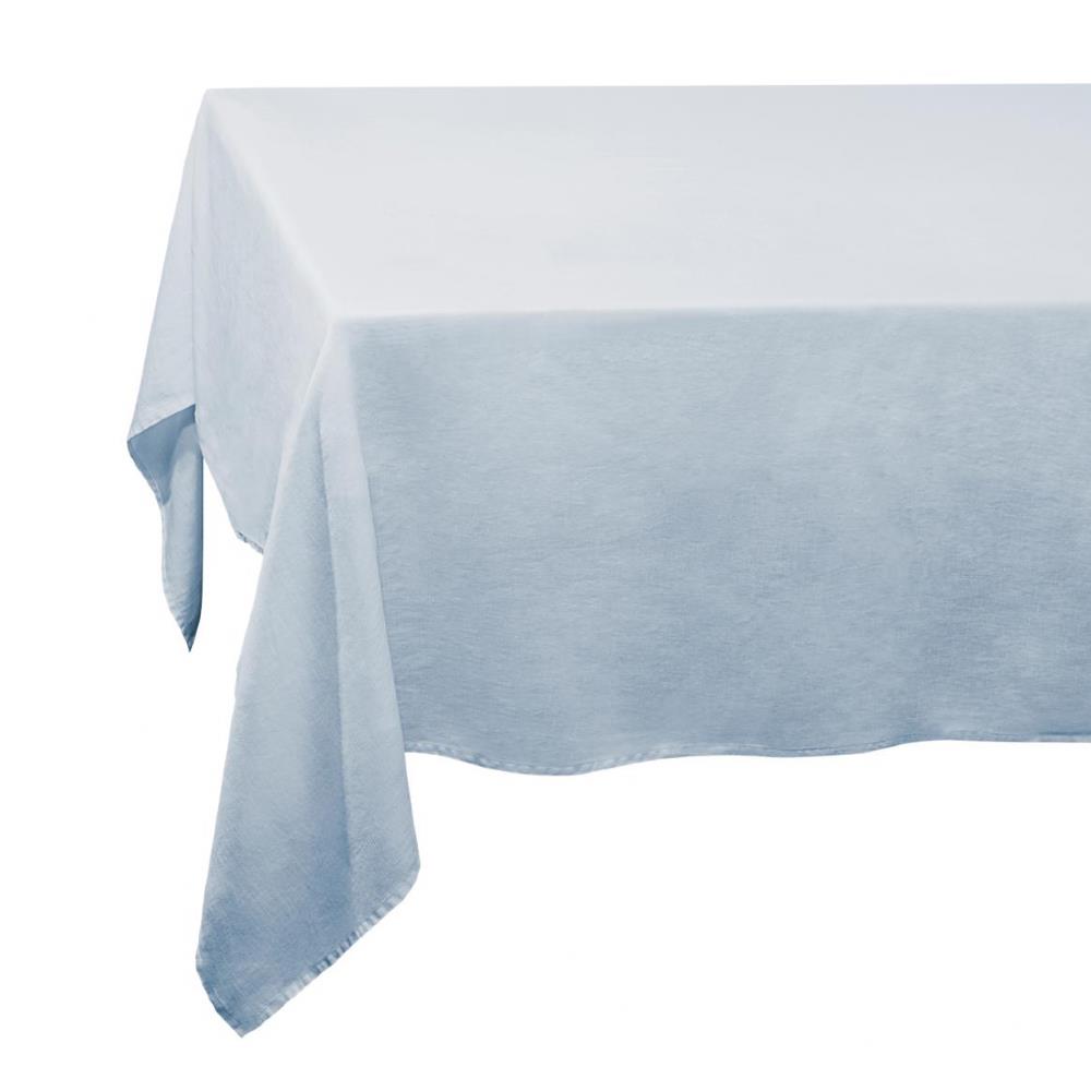 L'Objet Sateen Modern Classic Light Blue Linen Tablecloth - 90" x 70"|
