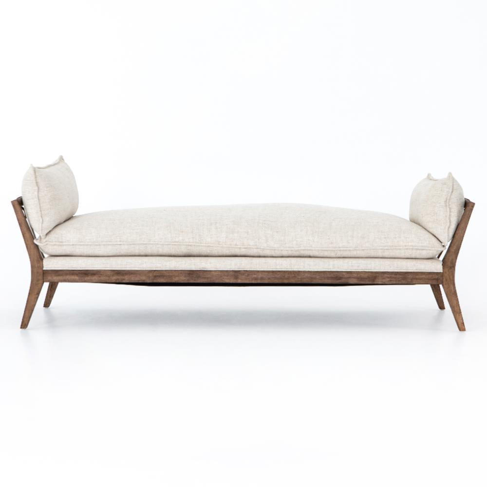 Tery Rustic Lodge Cream Performance Upholstered Brown Wood Daybed|