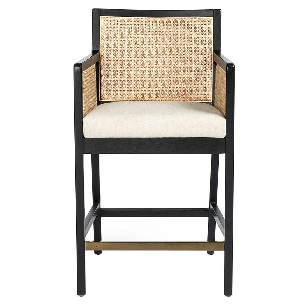 Annette Coastal Beach White Performance Ebony Oak Wood Counter Stool|