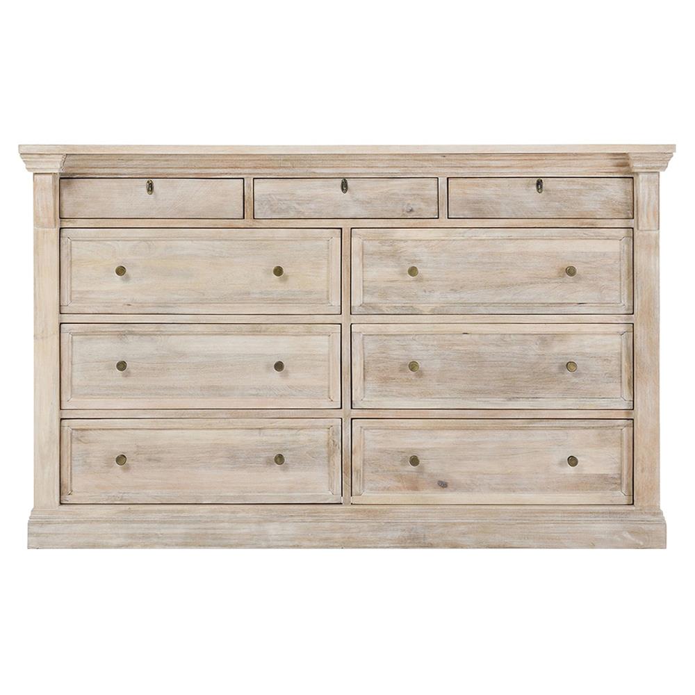 Melany French Country Natural White Wash Mango Wood Dresser|
