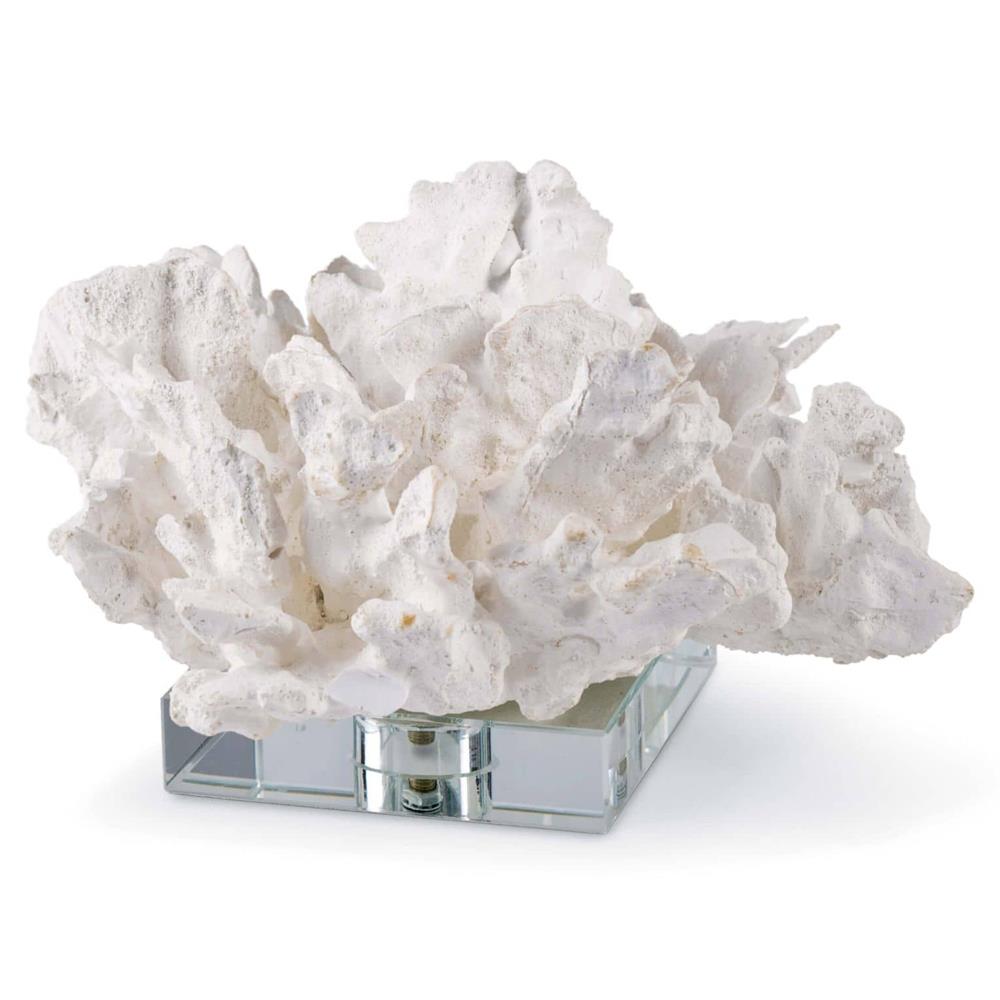 Coastal Beach White Resin Clear Base Decorative Coral Sculpture