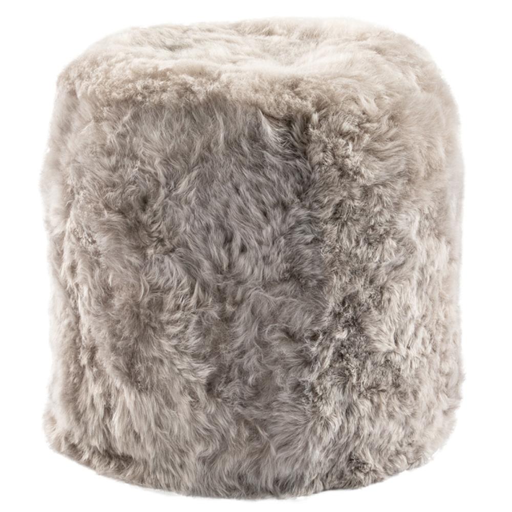 Brody Modern Classic Grey Short Wool Pouf|