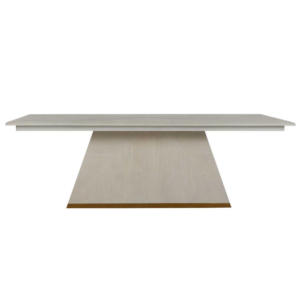 Ferris Modern White Mahogany Wood Gold Band Base Dining Table - 92"W|