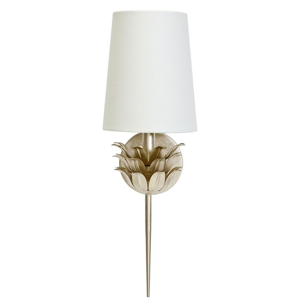 Worlds Away Delilah Hollywood 3 Leaf Silver Wall Sconce|