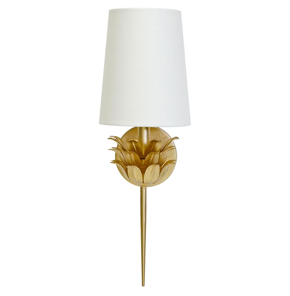 Worlds Away Delilah Hollywood 3 Leaf Gold Wall Sconce|