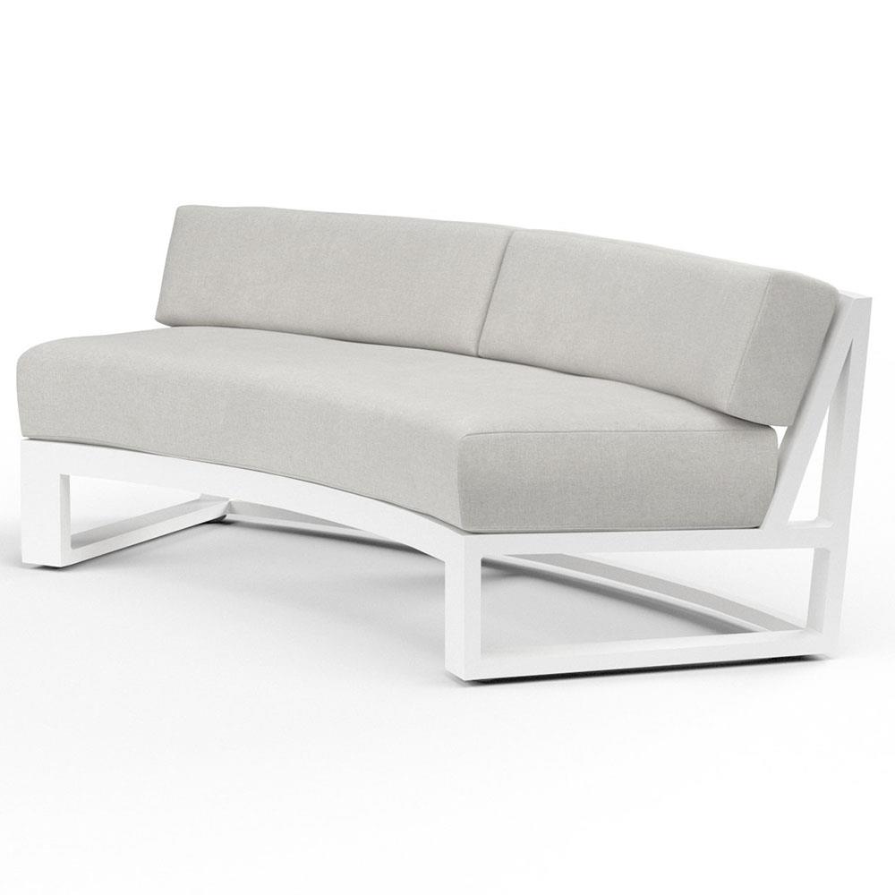 Roman Industrial White Aluminum Sunbrella Curved Outdoor Sofa|