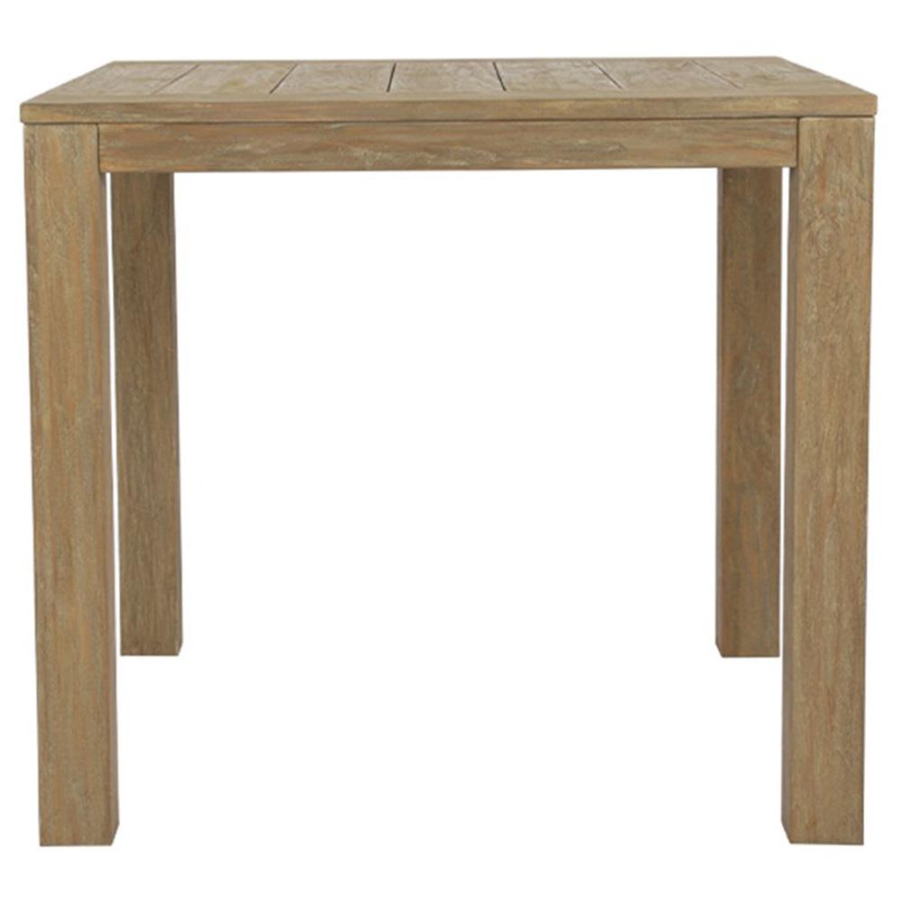 Amina Coastal Natural Teak Wood Square Outdoor Side End Table|