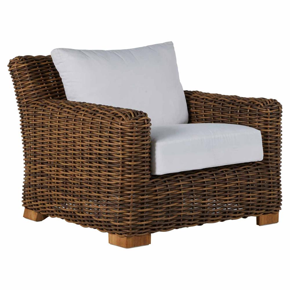Montauk White Performance Brown Wicker Outdoor Lounge Chair|
