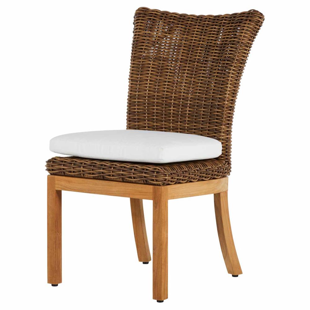 Montauk White Performance Brown Wicker Outdoor Side Chair|