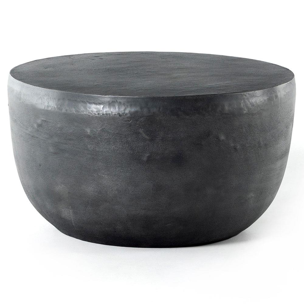 Bailey Industrial Loft Grey Aluminum Round Drum Outdoor End Table|