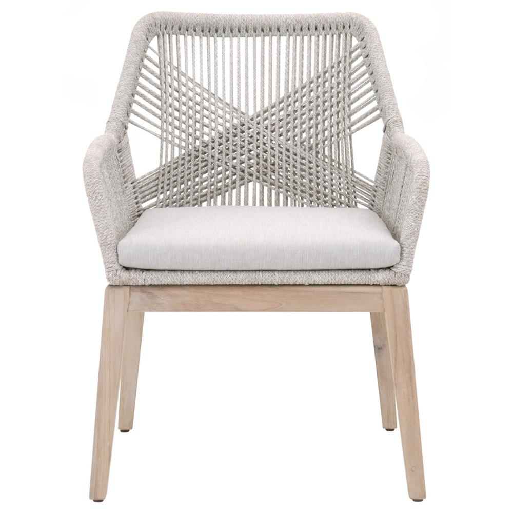 Lorry Coastal Taupe Rope Grey Teak Outdoor Dining Arm Chair - Set of 2|