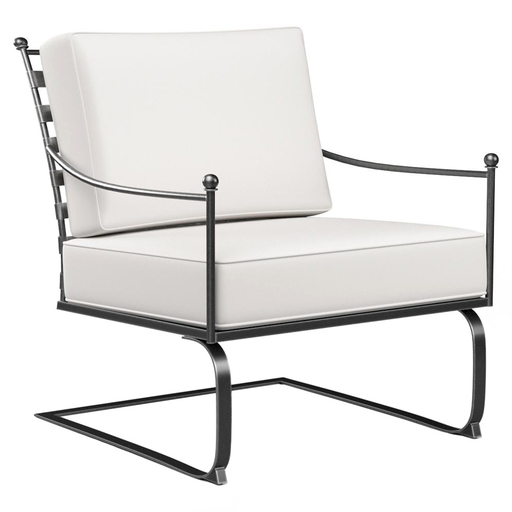 Aurore White Canvas Cushion Metal Rocking Outdoor Club Chair|