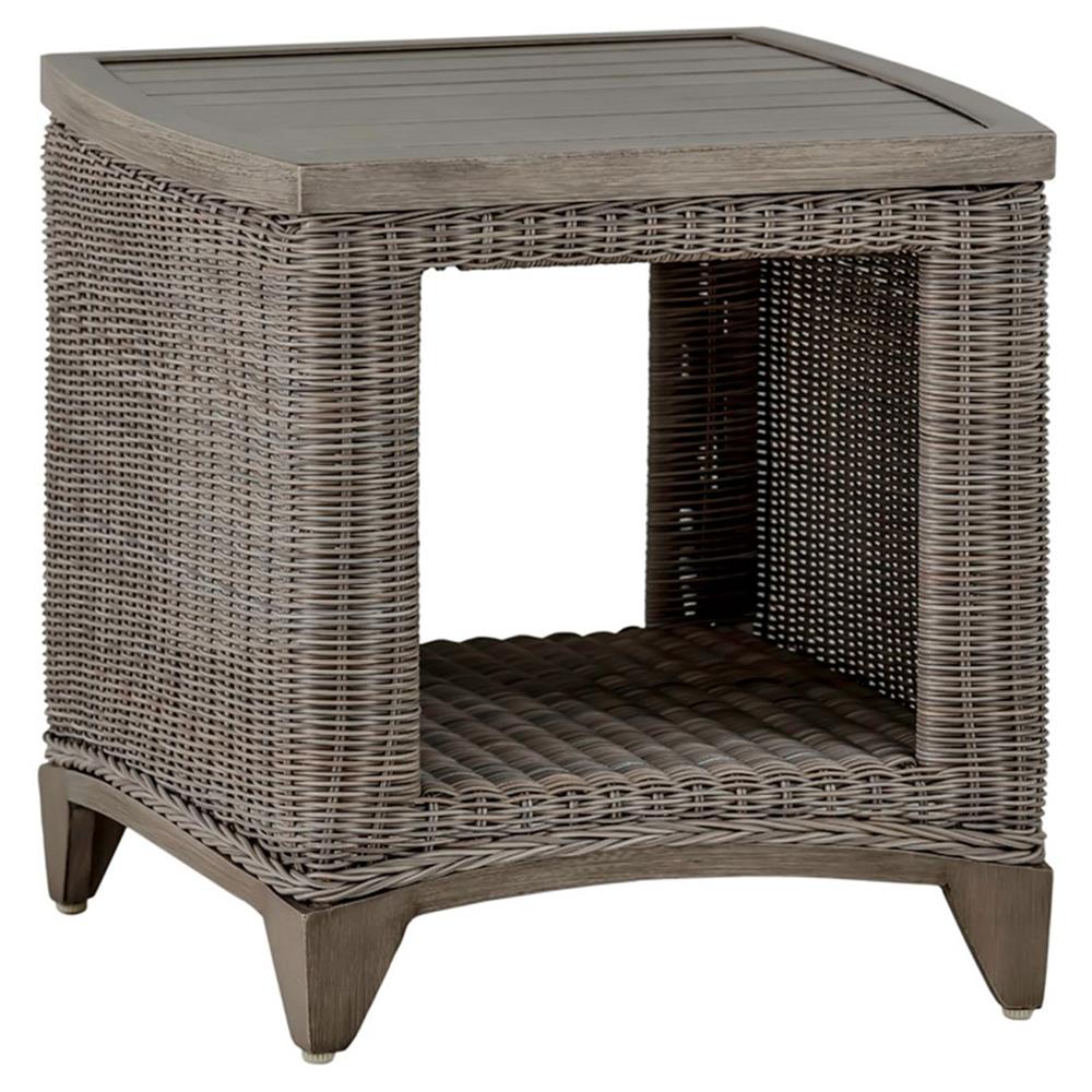 Astoria Oyster Grey N-duraG?? Wicker 4-Leg Outdoor Side End Table|