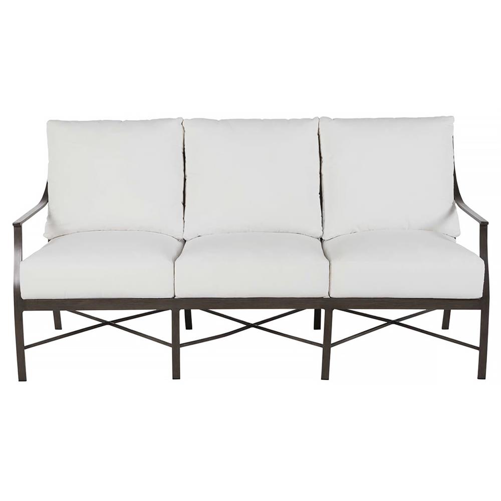 Monaco French White Cushion Grey Aluminum Outdoor Sofa - 75"W|