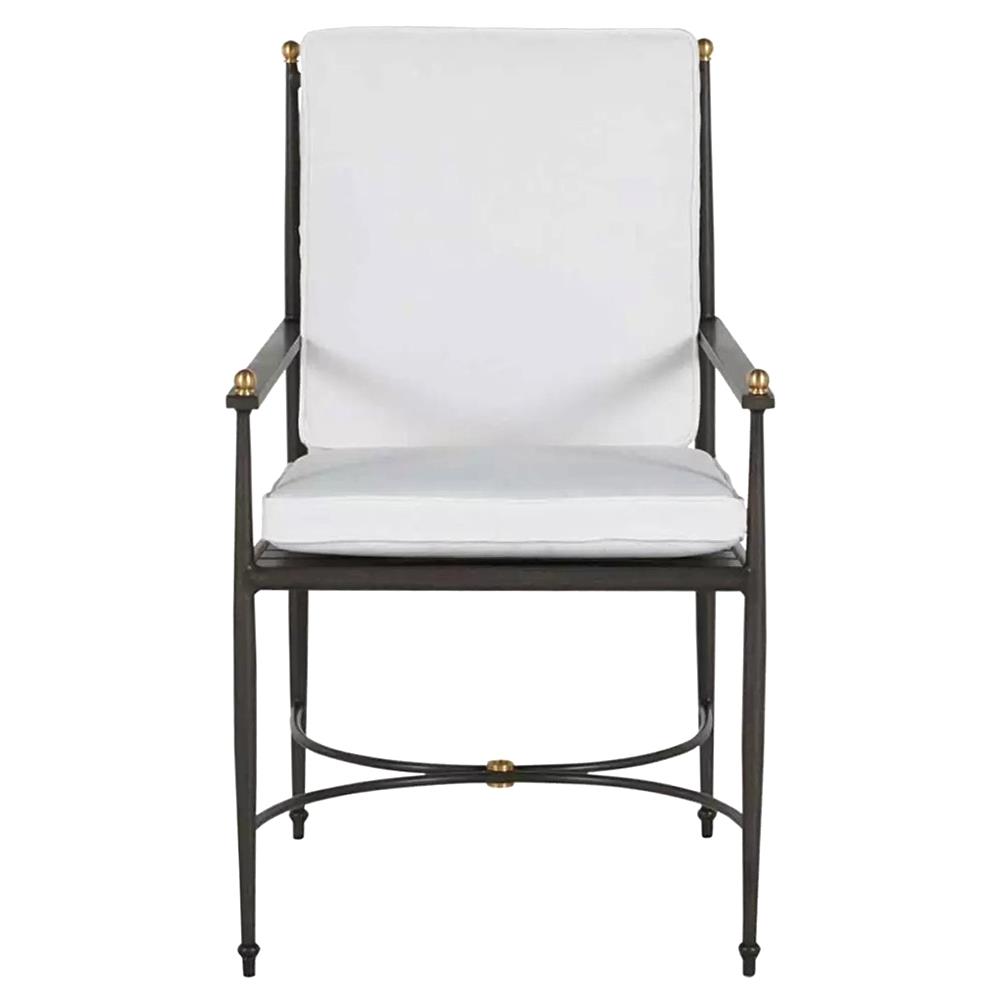 Roma Slate Grey Gold Aluminum White Cushion Outdoor Dining Chair|