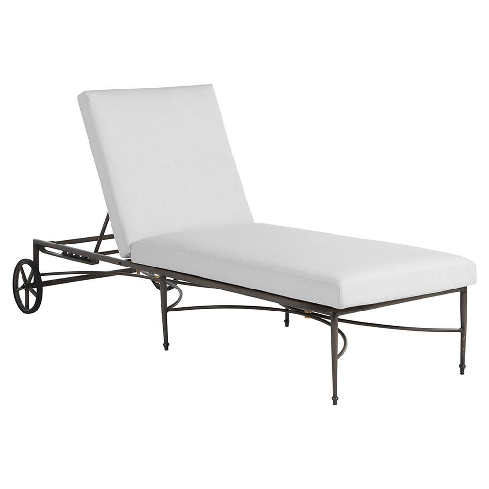 Roma Slate Grey Aluminum White Cushion Outdoor Chaise Lounge|