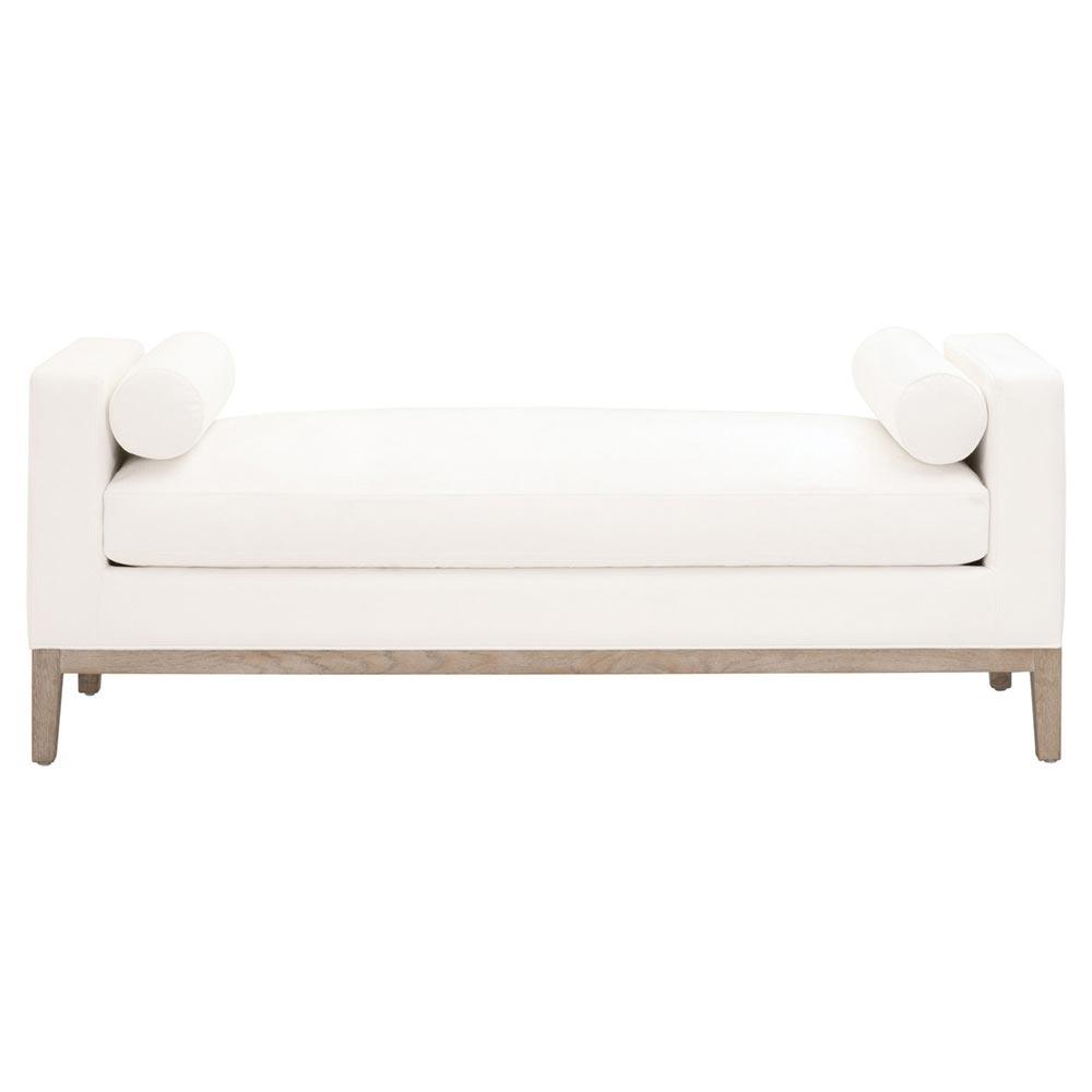 Kelly Modern Classic White Performance Cushioned Grey Oak Frame Bedroom Bench|