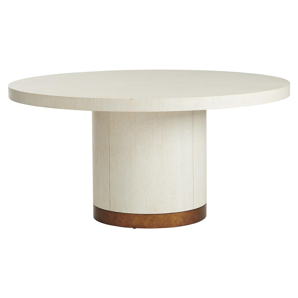 Selfridge White Oak Wood Brass Base Round Dining Table - 60"W|