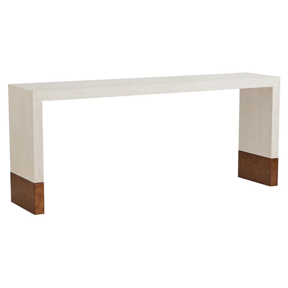 Spindrift Modern Classic White Wood Brass Base Console Table|