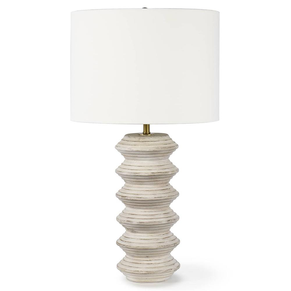 Nova White Wood Table Lamp|