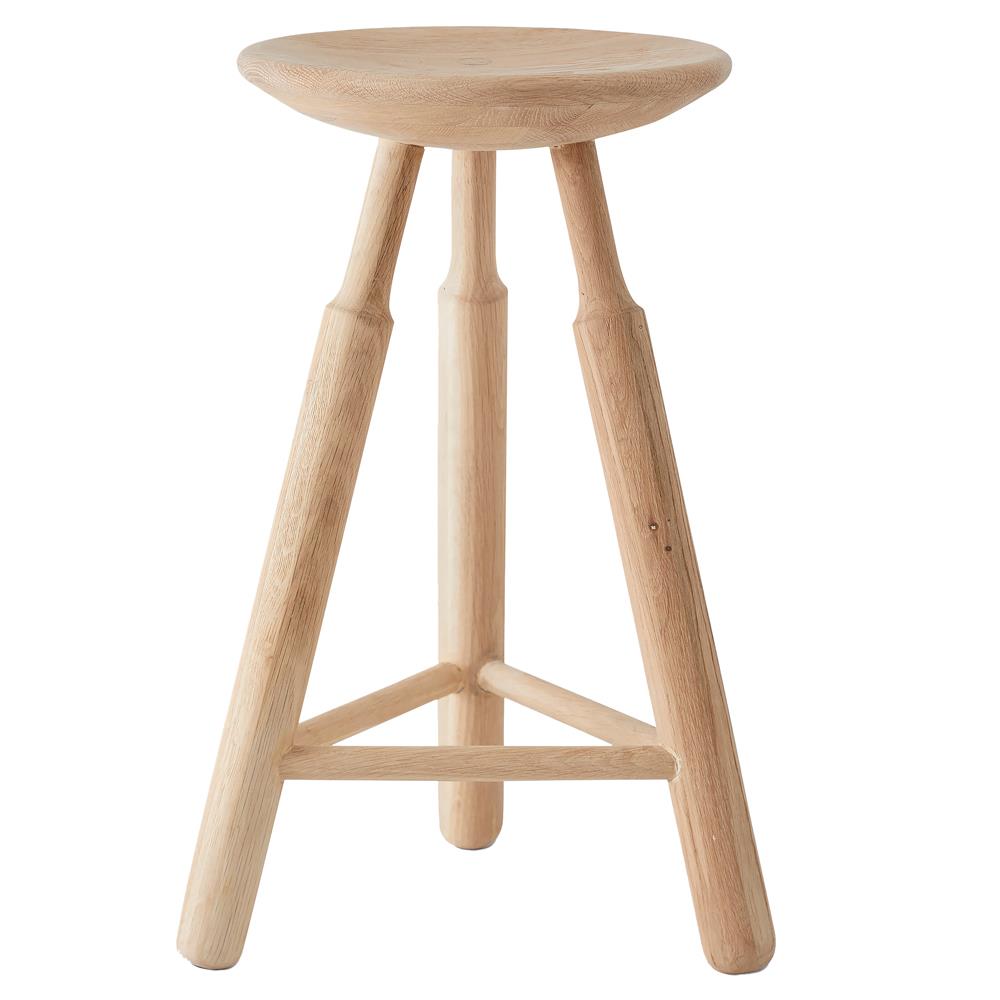 Rowel Rustic Lodge Brown Oak Wood Backless Counter Stool|