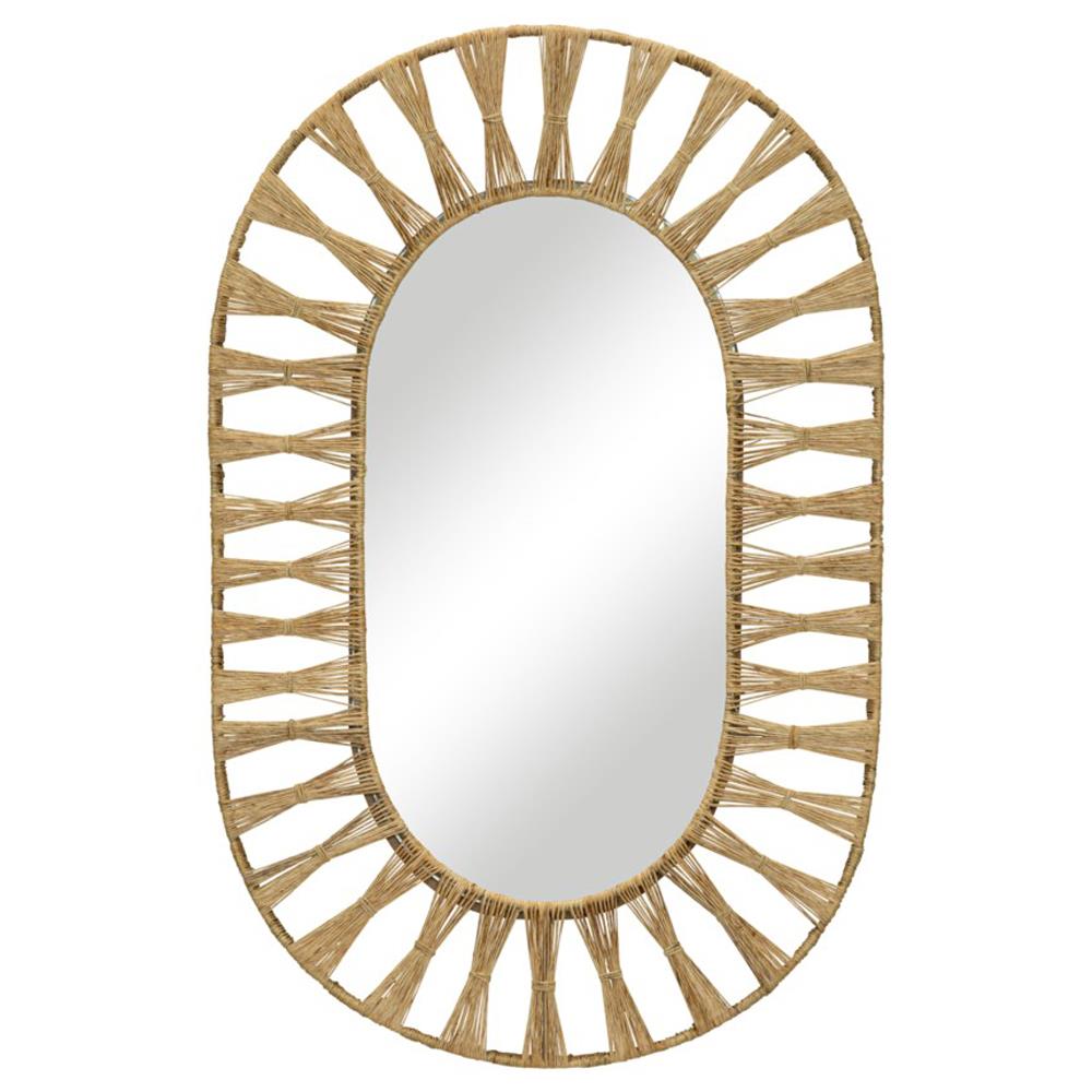 Oscar Coastal Beach Natural Jute Frame Oval Wall Mirror|