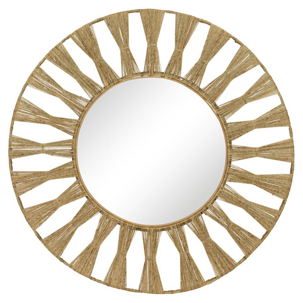 Oscar Coastal Beach Natural Jute Frame Round Wall Mirror|