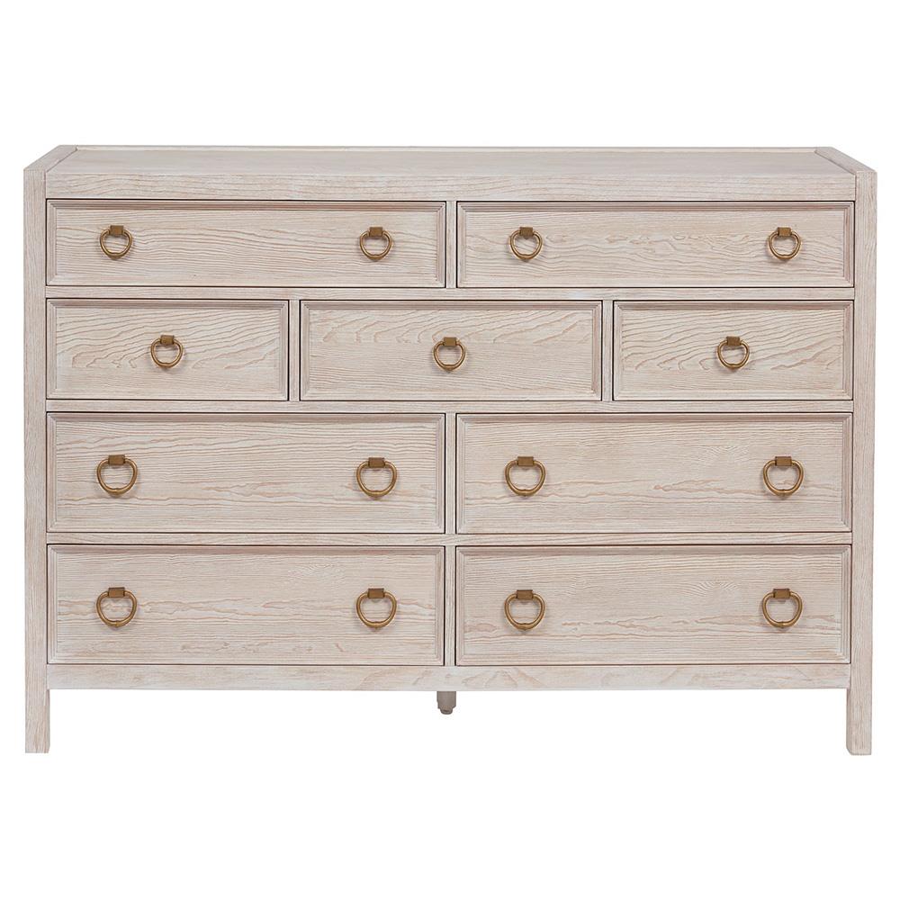 Naya Coastal Beach Cream Wood 9 Drawer Bachelor Chest Dresser | Kathy Kuo  Home