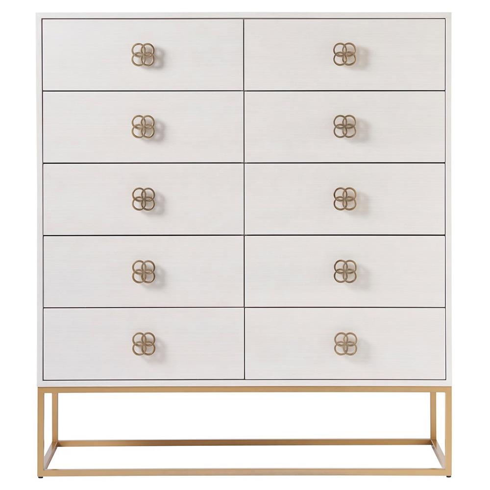 Veda Hollywood Regency Cream Wood 10 Drawer Tall Chest Dresser | Kathy Kuo  Home