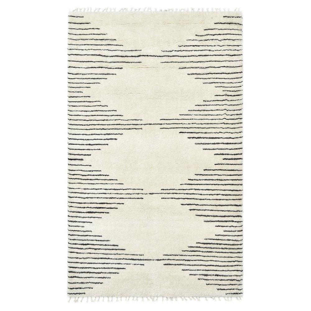 Bernie Modern Classic Cream Wool Diamond Shag Rug - 8'x10'|
