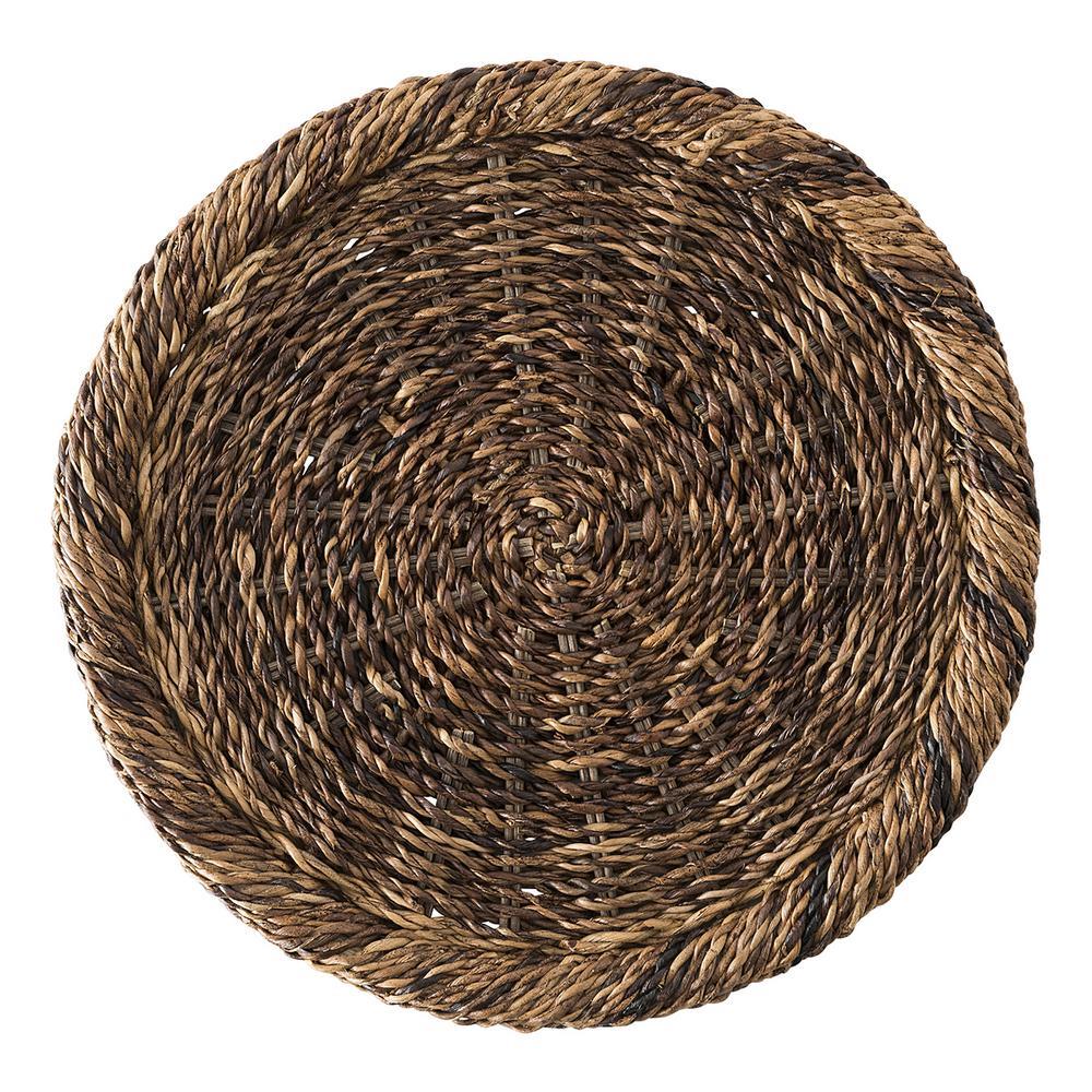 Juliska Rustic Coastal Beach Brown Woven Natural Abaca Round Charger|