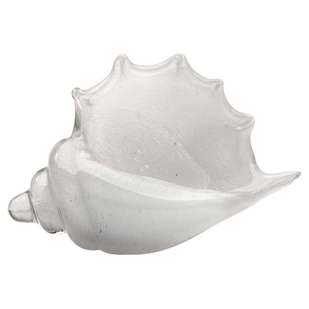 Tristan Coastal Beach White Hand Blown Glass Shell Sculpture|