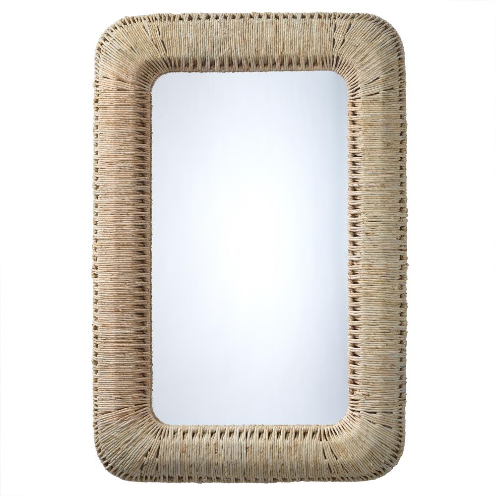 Frida Coastal Beach Beige Rope Rectangular Wall Mirror Large (41