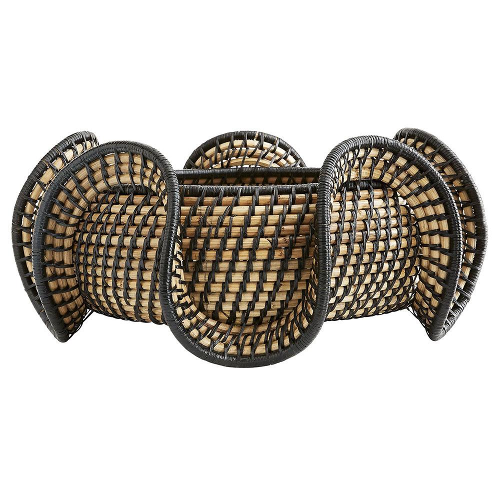 Grisha Coastal Beach Black Natural Rattan Decorative Bowl|