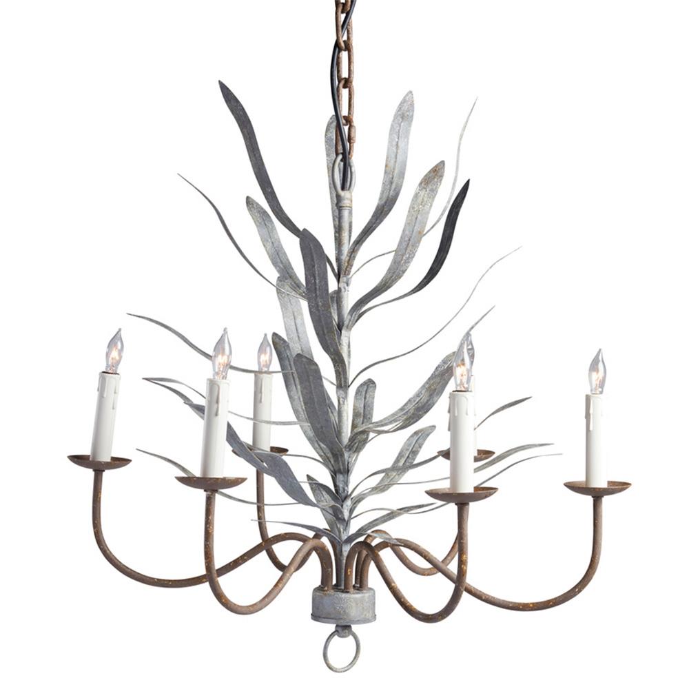 Allen French Country Silver Iron Frame Gold Accent Chandelier - Large|