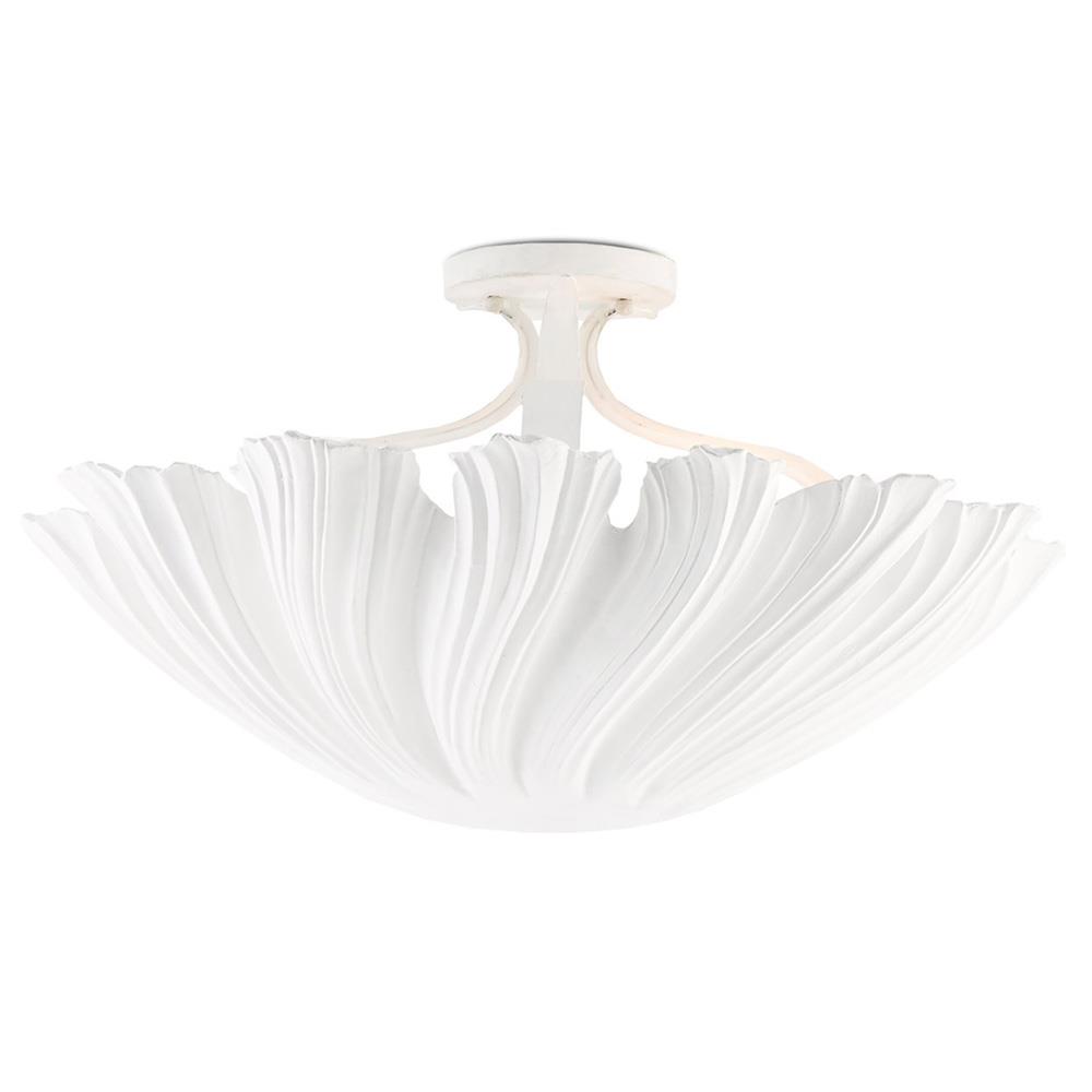 Vilma Coastal Beach White Iron Bell Semi-Flush Mount|