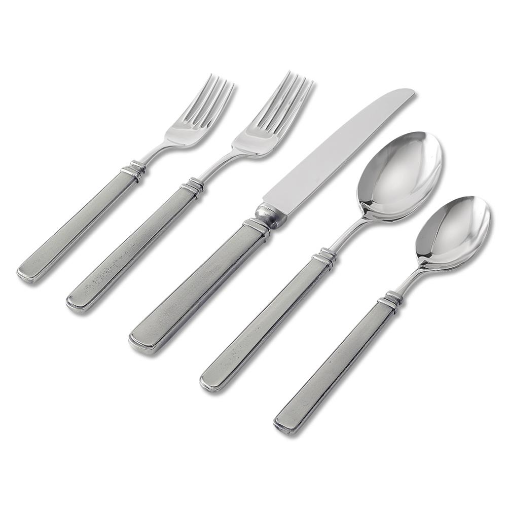 MATCH Modern Gabriella 5 Piece Pewter Flatware Place Setting|