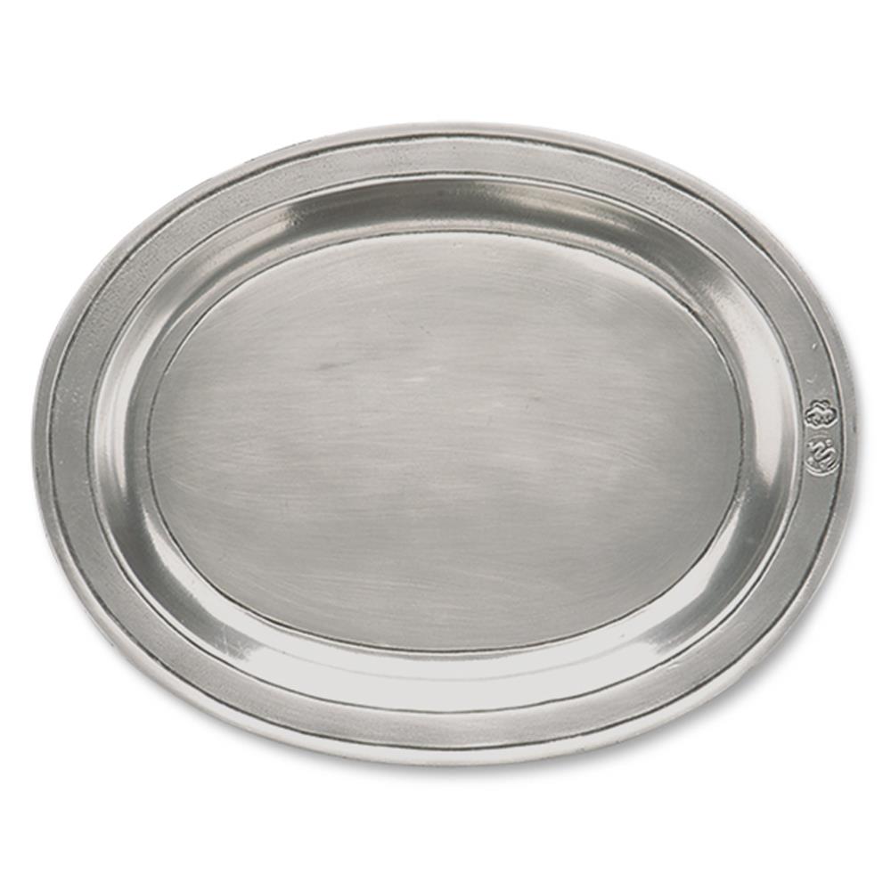 MATCH Modern Incised Pewter Oval Tray - Small|