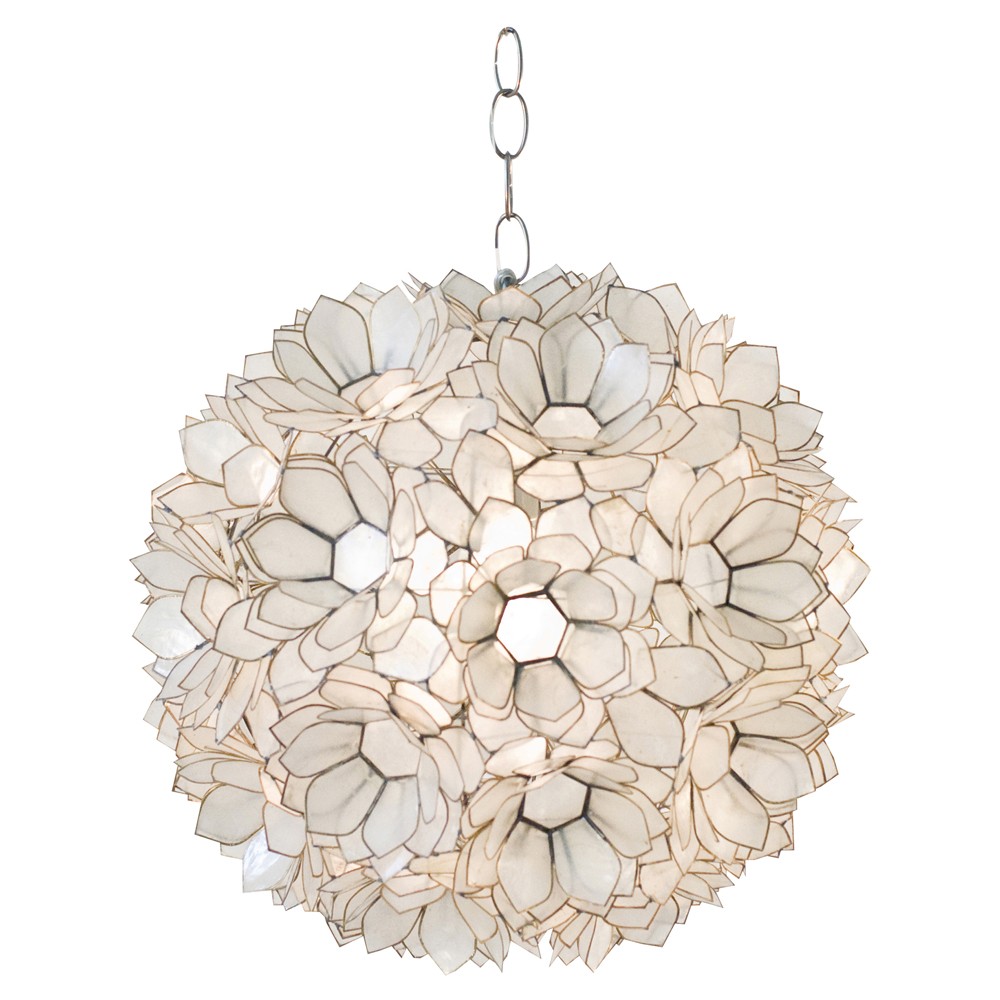 Worlds Away Venus Coastal Cream Capiz Shell Pendant Small (15