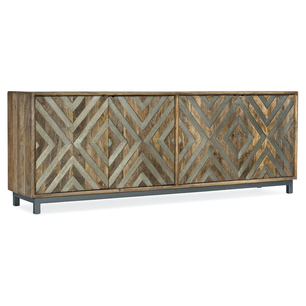 Rosie Rustic Lodge Brown Mango Wood Iron Base Media Cabinet|