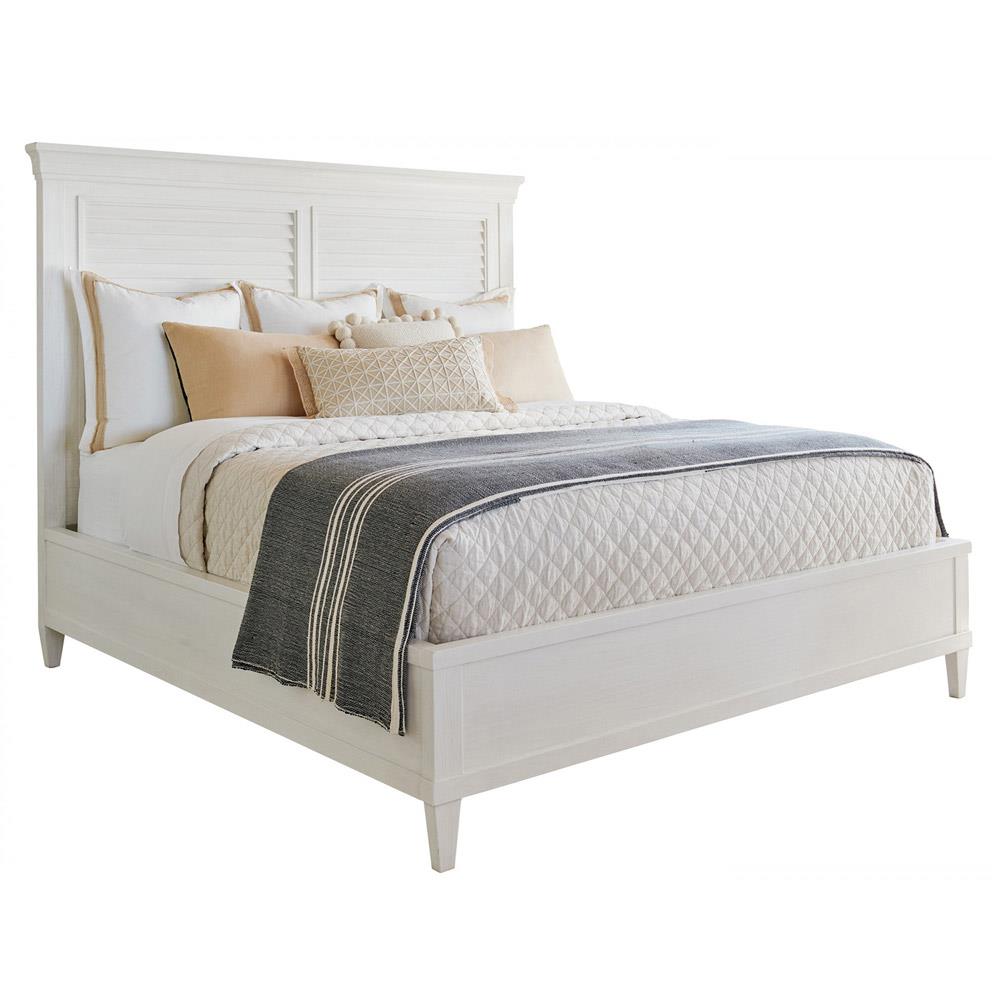 Royal Palm French Country White Mahogany Wood Headboard - Queen|