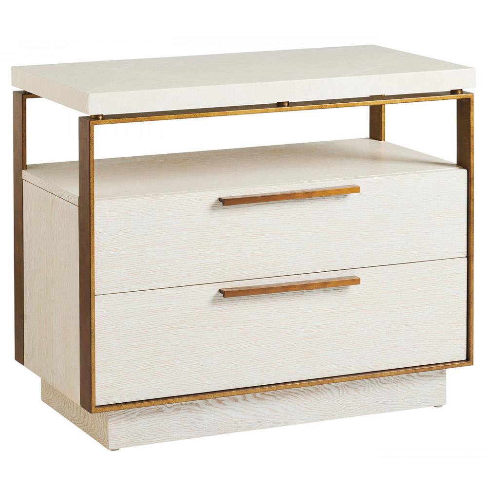 Malpaso Regency White Oak Wood Brass 2 Drawer Bachelors Chest|