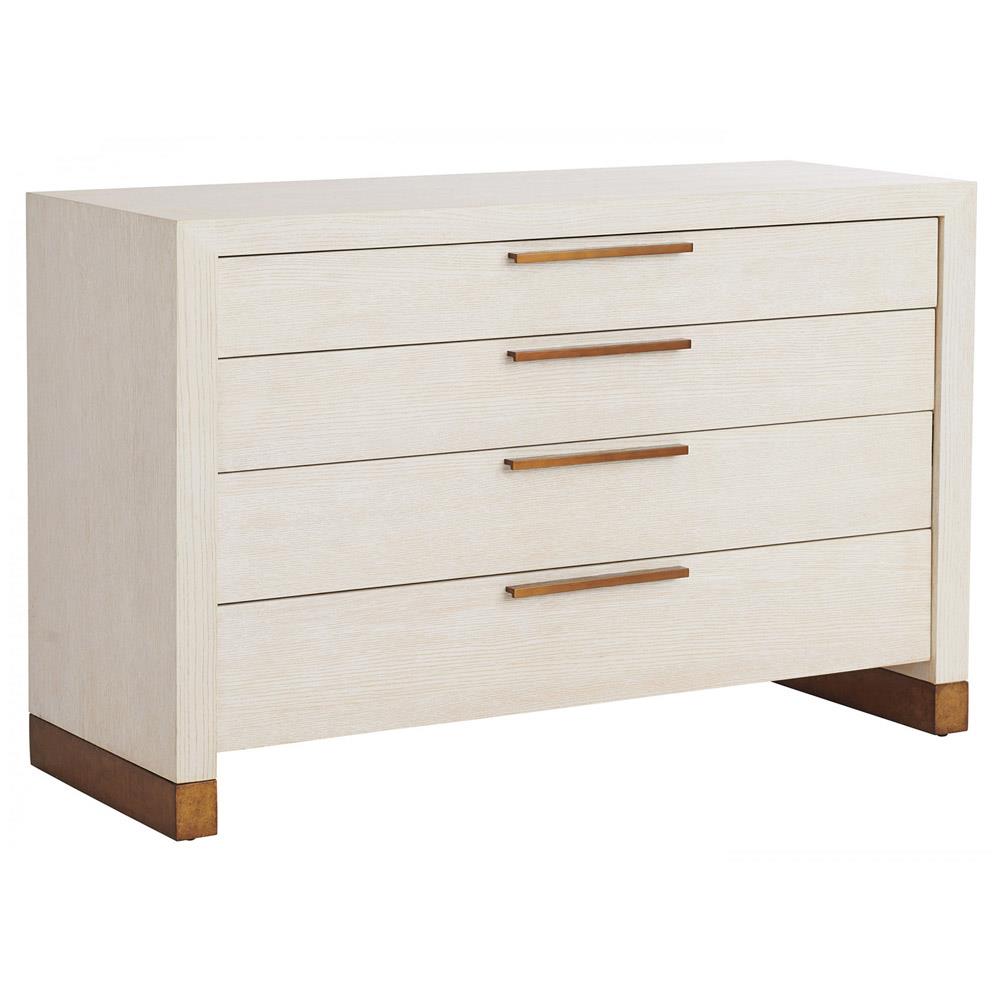 Tehama Regency Winter White Oak Wood Brass Metal Single Dresser|