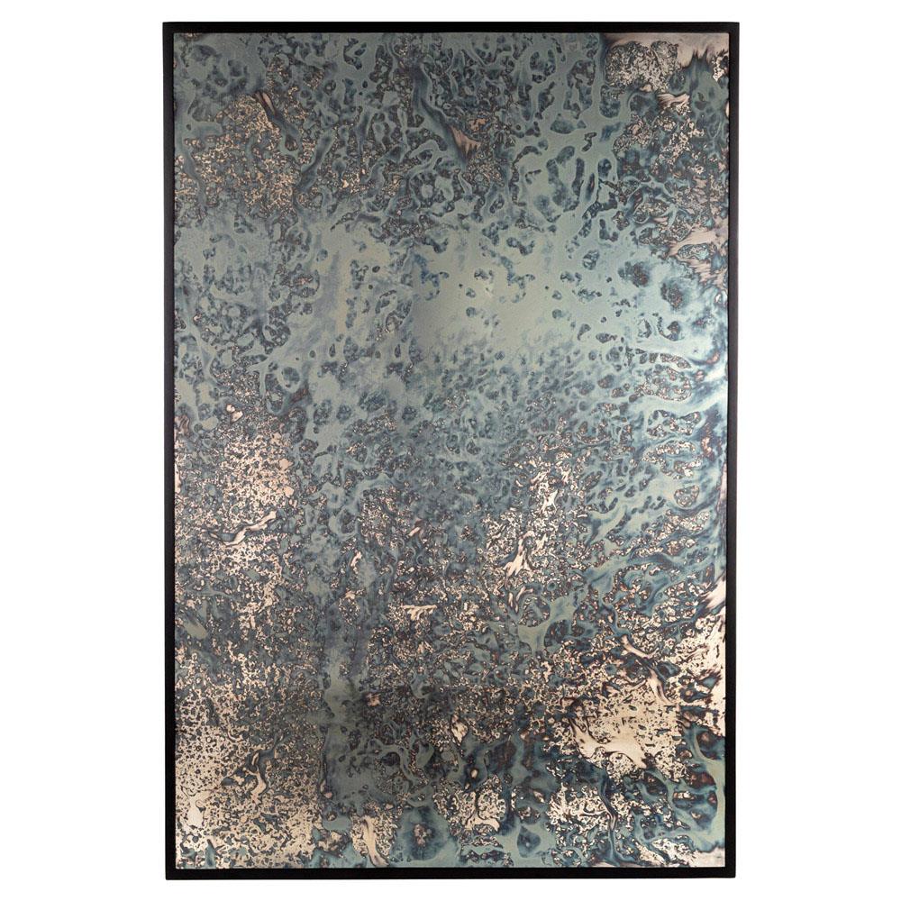 Ponce Industrial Loft Black Iron Frame Acid Wash Glass Rectangular Floor Mirror|