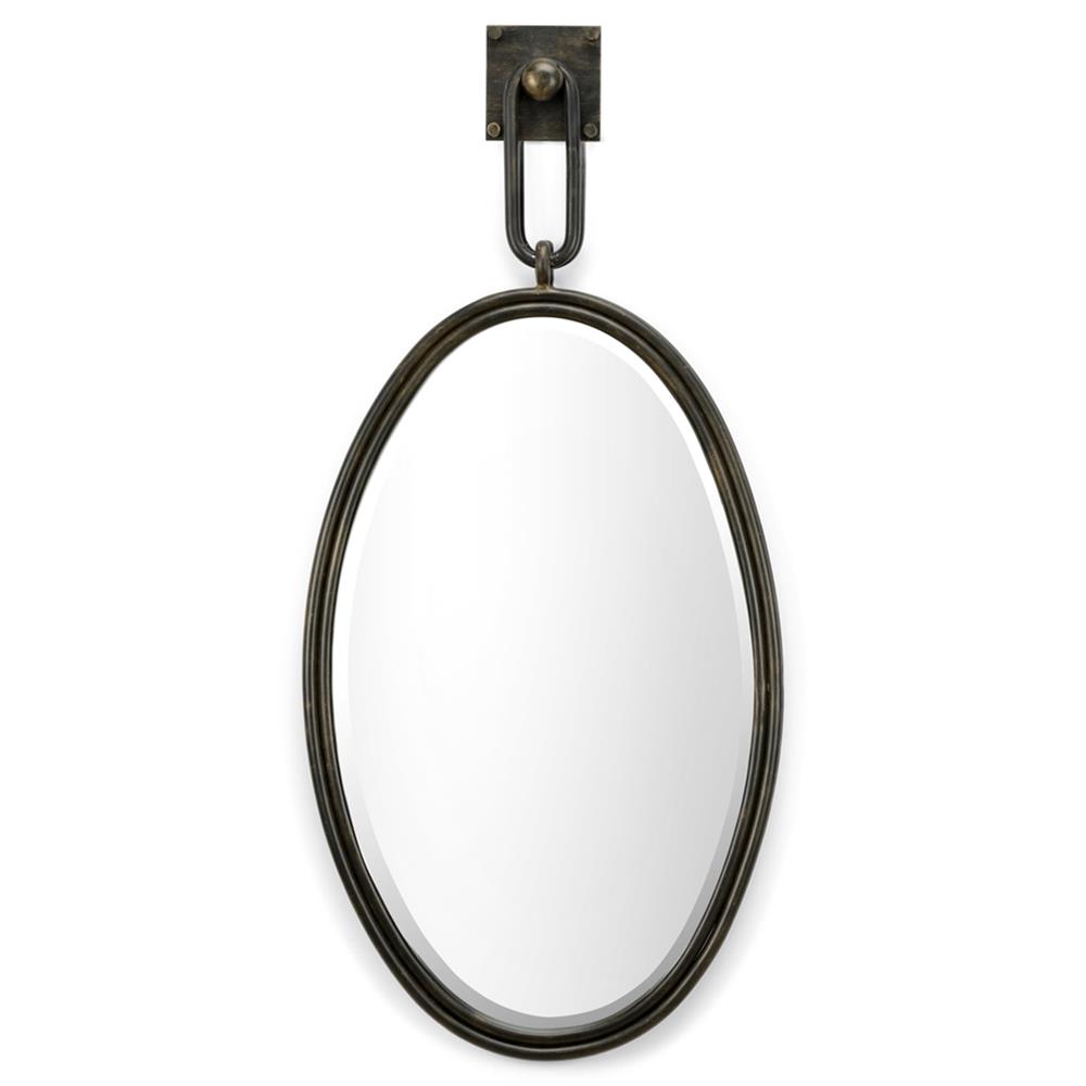 Leland Modern Classic Brown Iron Round Wall Mounted Mirror|