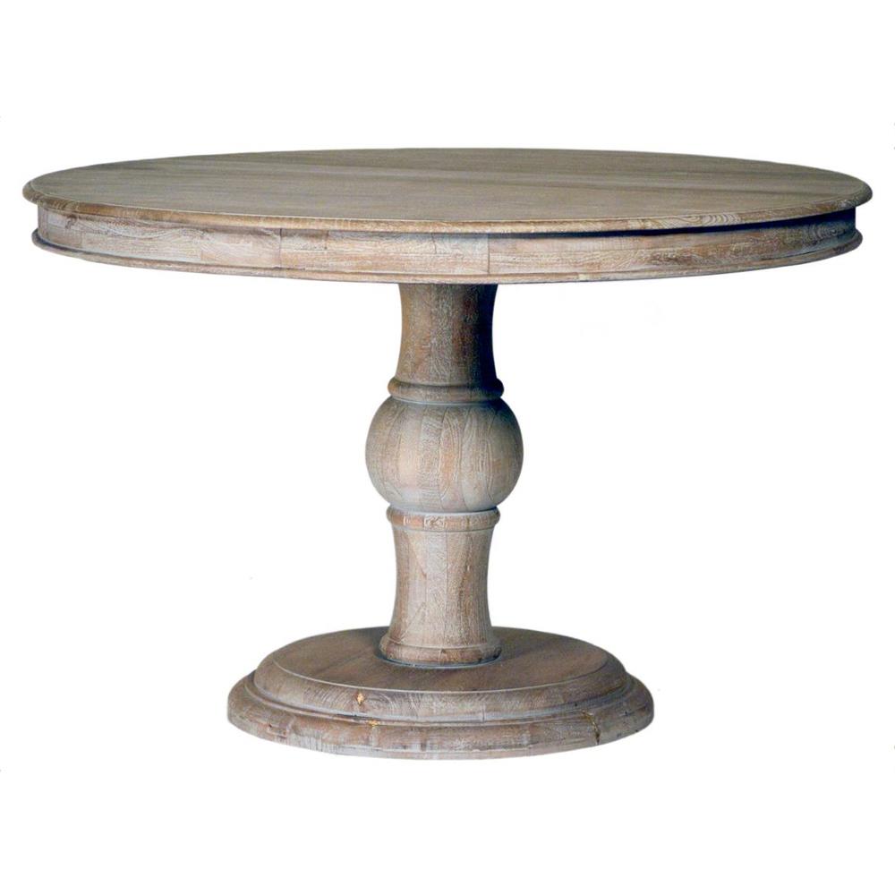Art French Country Grey Mango Wood Round Pedestal Dining Table - 47"W|