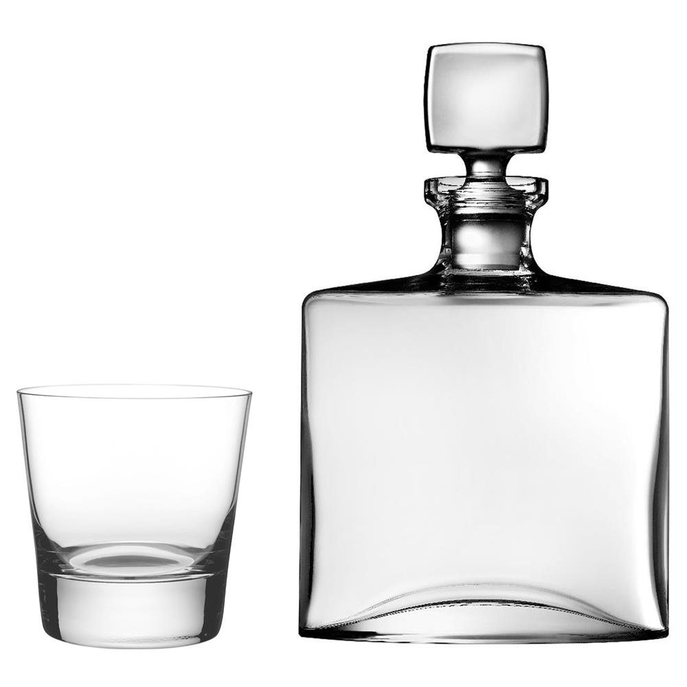 Square &amp; Rocks Modern Whiskey Glass and Decanter Set|