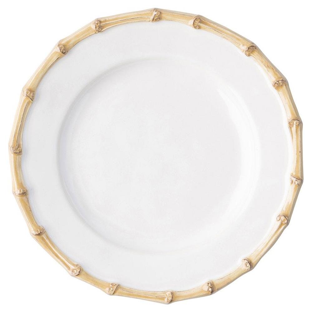 Juliska Natural Bamboo Rim White Ceramic Cocktail Plate|