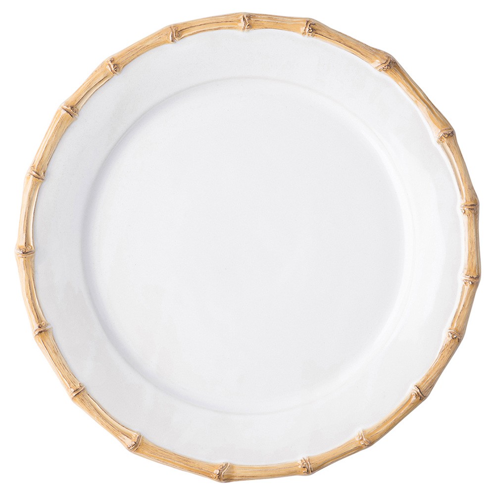 Juliska Natural Bamboo Rim White Ceramic Salad Plate|